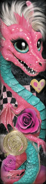 Free dragon bookmark featuring a dragon with a checker side pattern